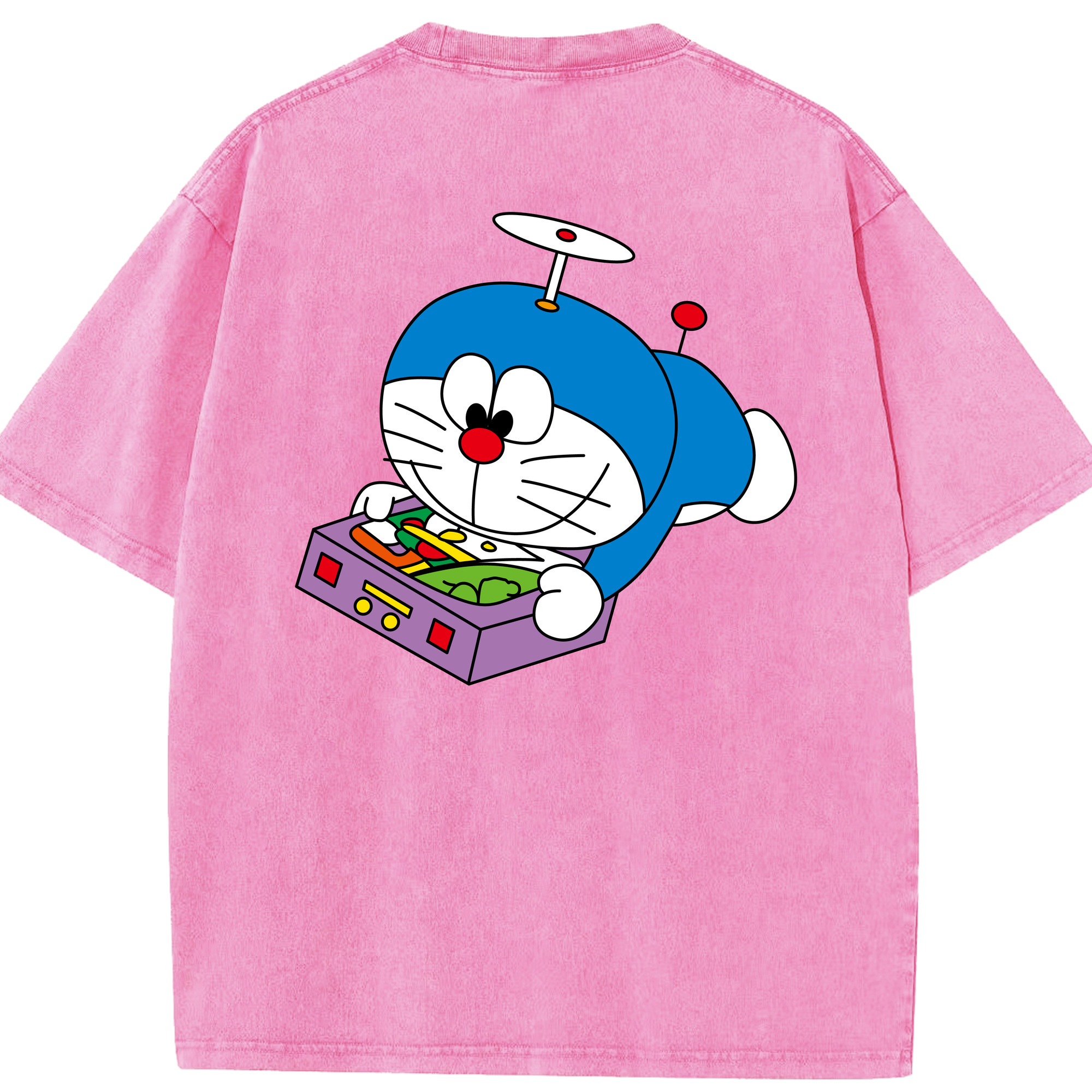 （画像用） ドラえもん Doraemon 綿100% ヴィンテージ風 半袖Tシャツ（背面プリント）